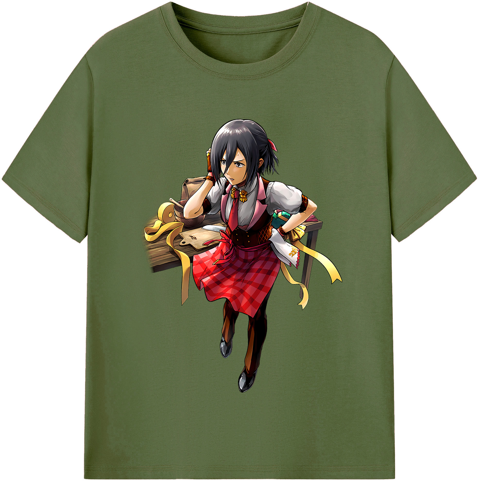 （画像用） 進撃の巨人 ミカサ·アッカーマン Attack on Titan Mikasa Ackerman 綿100％半袖Tシャツ（フロントプリント）